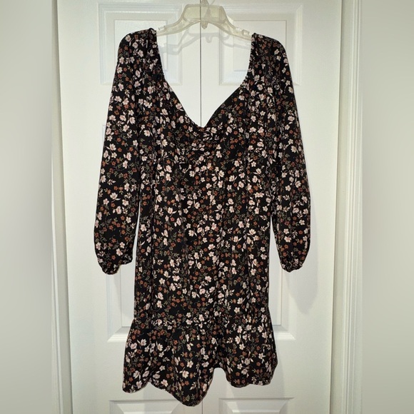 Lily Rose Floral Black Dress. Square-Rugged neckline. Size XXL. NWT - Picture 1 of 15